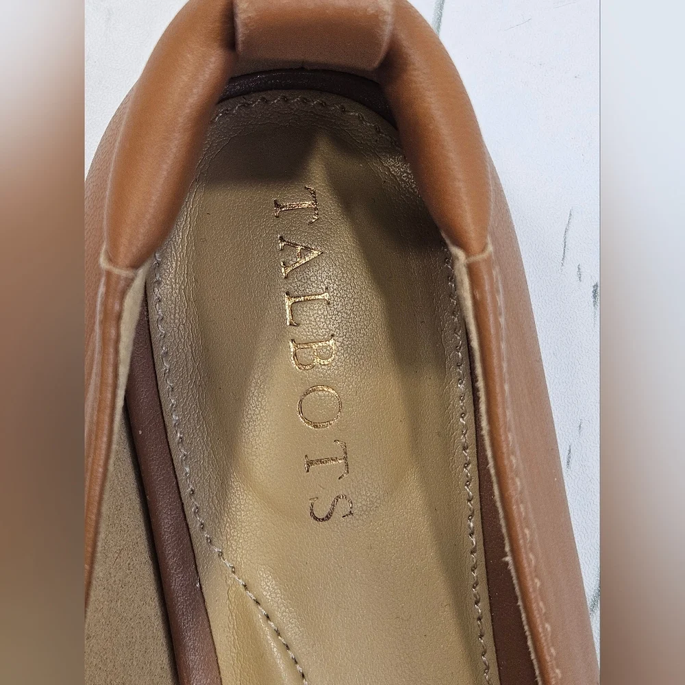 Talbots Womens Tan Brown Leather Driving Loafers Slip On Flats Size‎ 6.5M